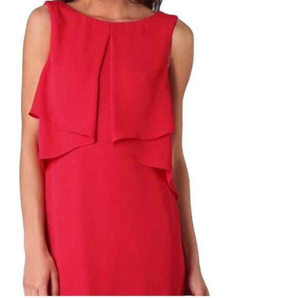 BCBGMAXAZRIA Runway Cardine Drape Chiffon V-Neck Dress Style Red Size Small S - Picture 4 of 14